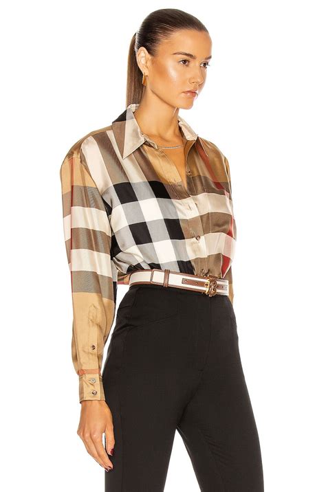 burberry carlota button down top|Burberry Carlota Button Down Top in Archive Beige Check .